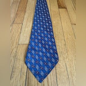 Vintage Wembley Geometric Tie Blue Red Tan Retro 70s 80s Wide